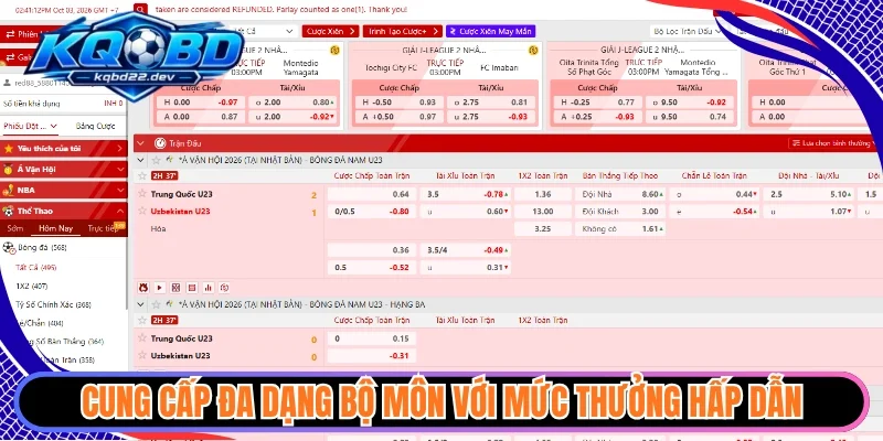 Cung cấp đa dạng bộ môn với mức thưởng hấp dẫn